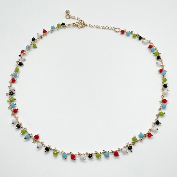 New Boho Multicolored Beaded Chain Choker Necklace - Picture 3 of 6